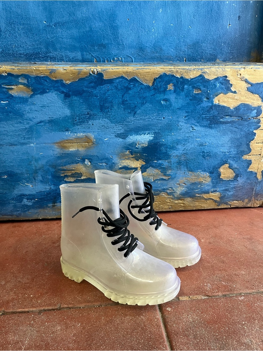 Translucent Combat Boots with Black Laces